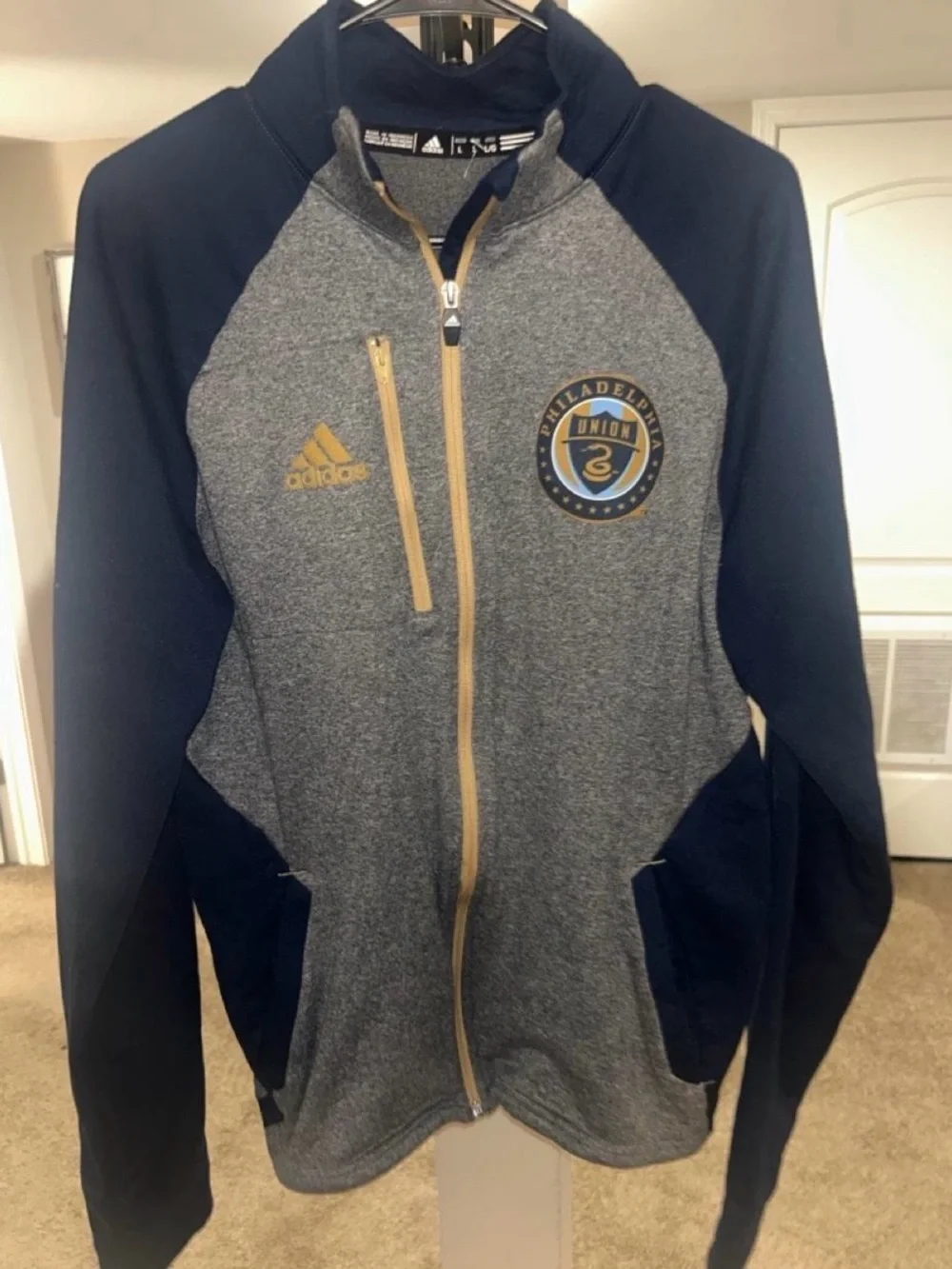 adidas Men’s Navy and Heather Gray Philadelphia Union Full-Zip Jacket